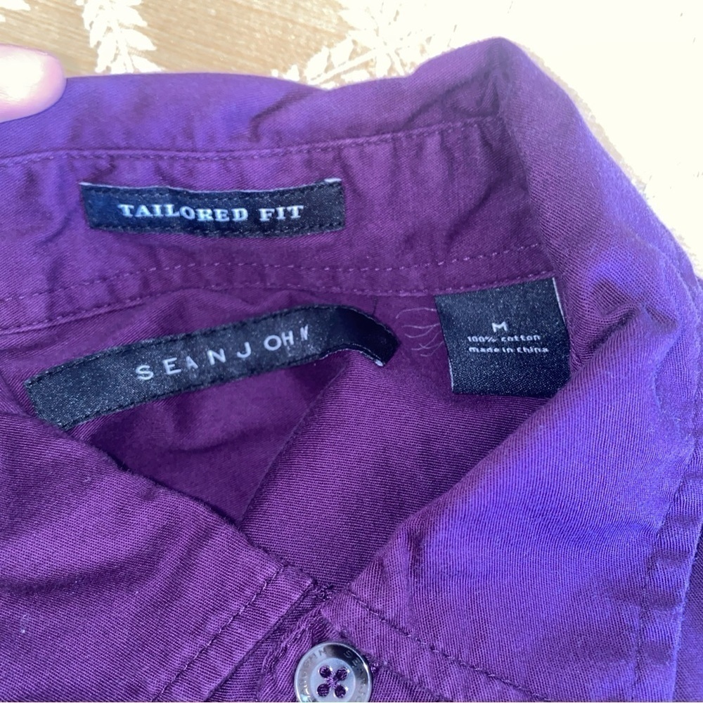 Sean John Men's Dress Shirt Size 18 34/35 Purple Violet Barrel Cuff - Picture 5 of 5